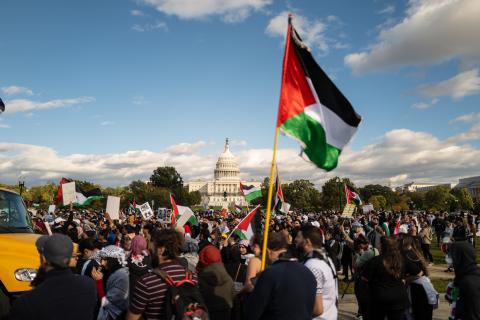 Washington DC, USA - October 21, 2023: Pro-Palestine protests.