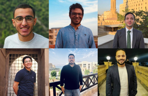 Photo of the six Egyptian Matsadaash journalists