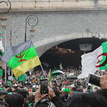 Protest near bridge in Algeria