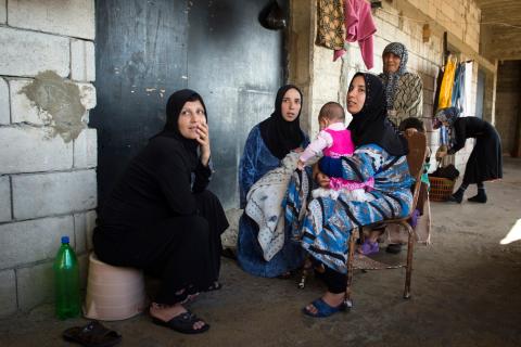 women in refugee camp