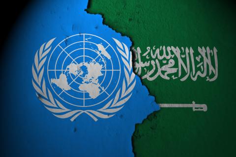 UN and Saudi Arabia flags