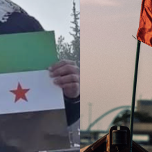 Abdul Rahman Al-Qaradawi and UAE flag side by side