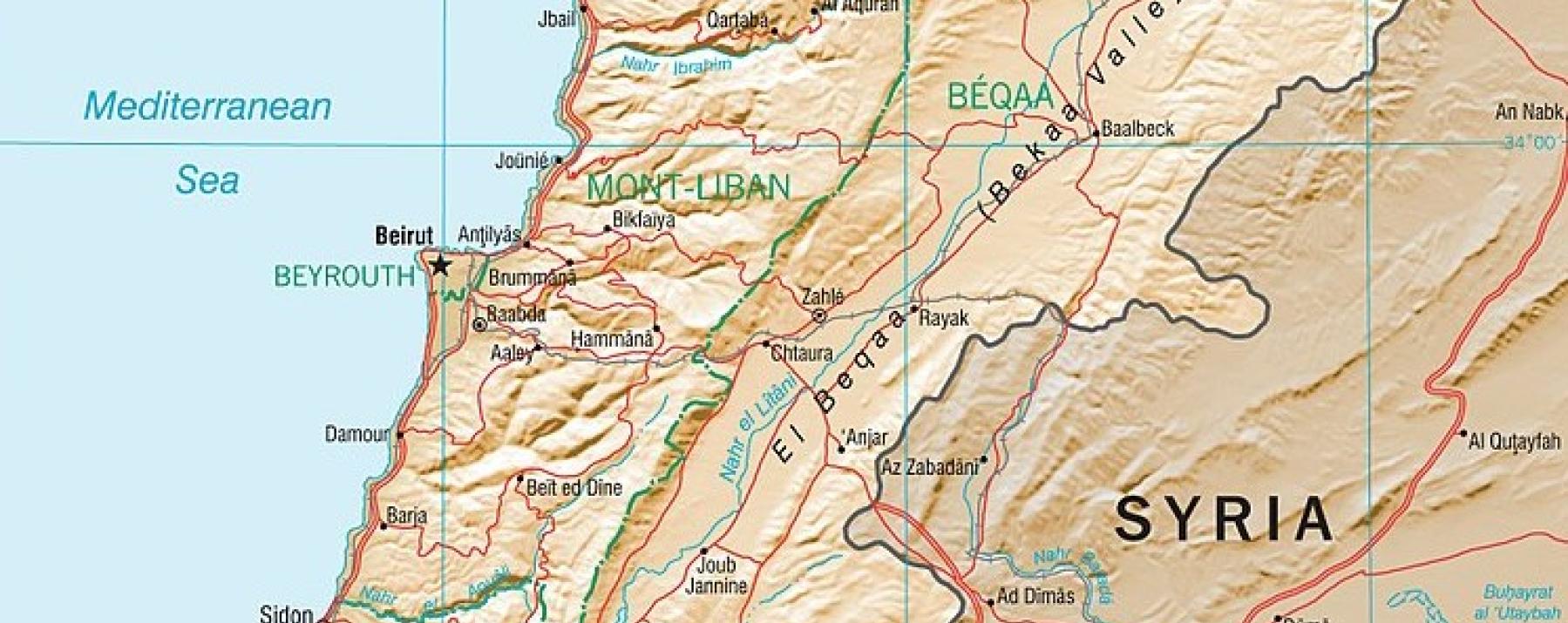 map of Lebanon and Syria