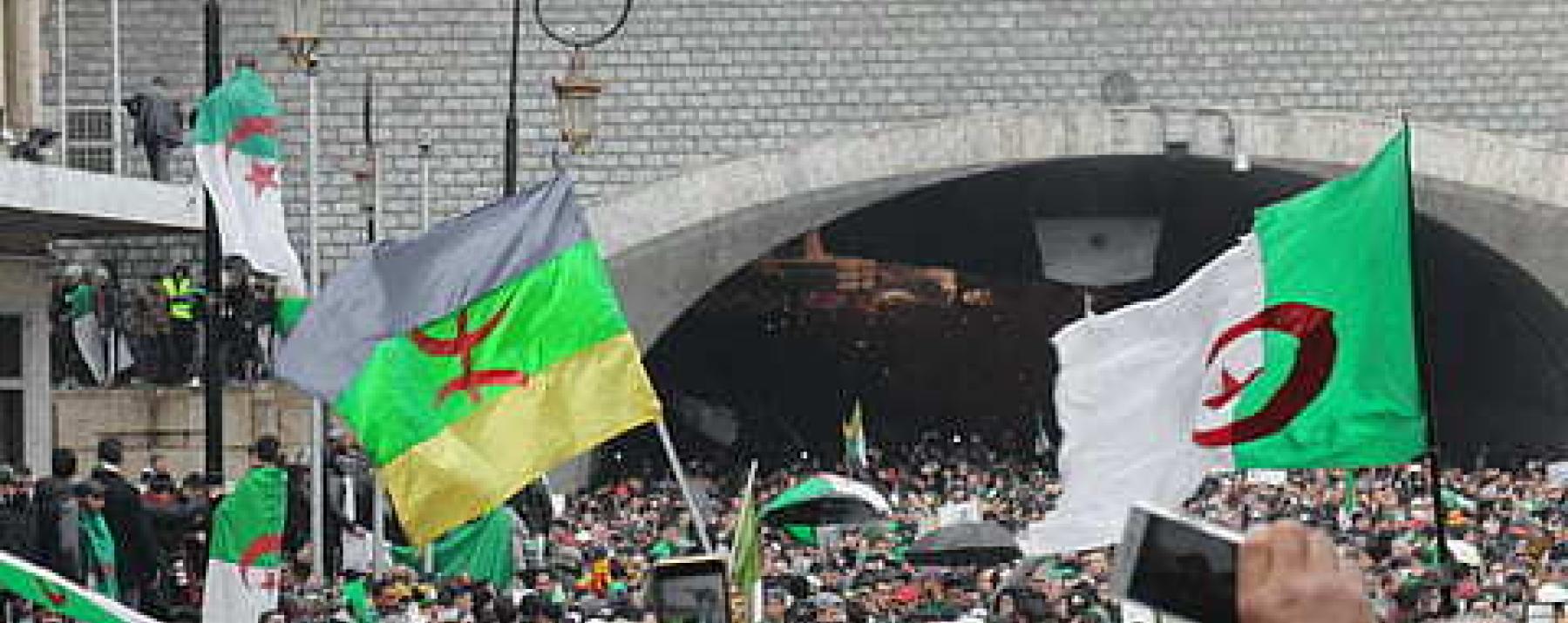 Protest near bridge in Algeria